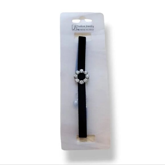 NEW Vintage 90's Y2K 2PC Velvet and Rhinestone Bracelet in Brown and Black - Picture 7 of 13